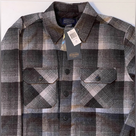 Pendleton Ombré Plaid CPO Quilted Wool Shirt Jacket Mens [ Medium Tall ] Nwt - Picture 2 of 3